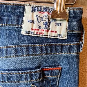 True religion size 26 dark wash inseam 28” waist 29” vintage skinny old multi